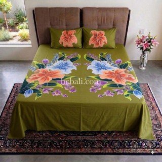 Bedsheet Hand Painted Flowers Pattern Made in Bali